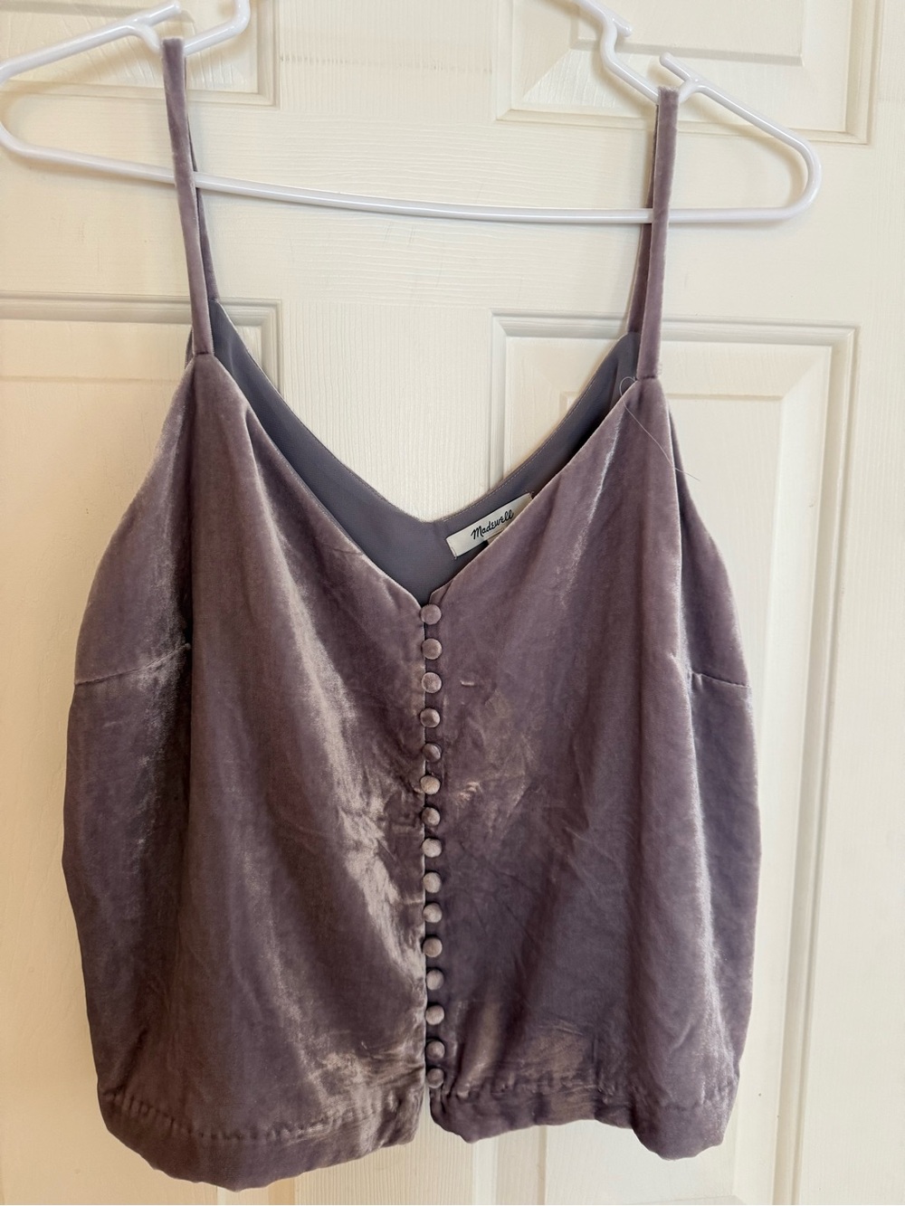 Madewell Dusky Lavender Velvet Button-Front Cami L